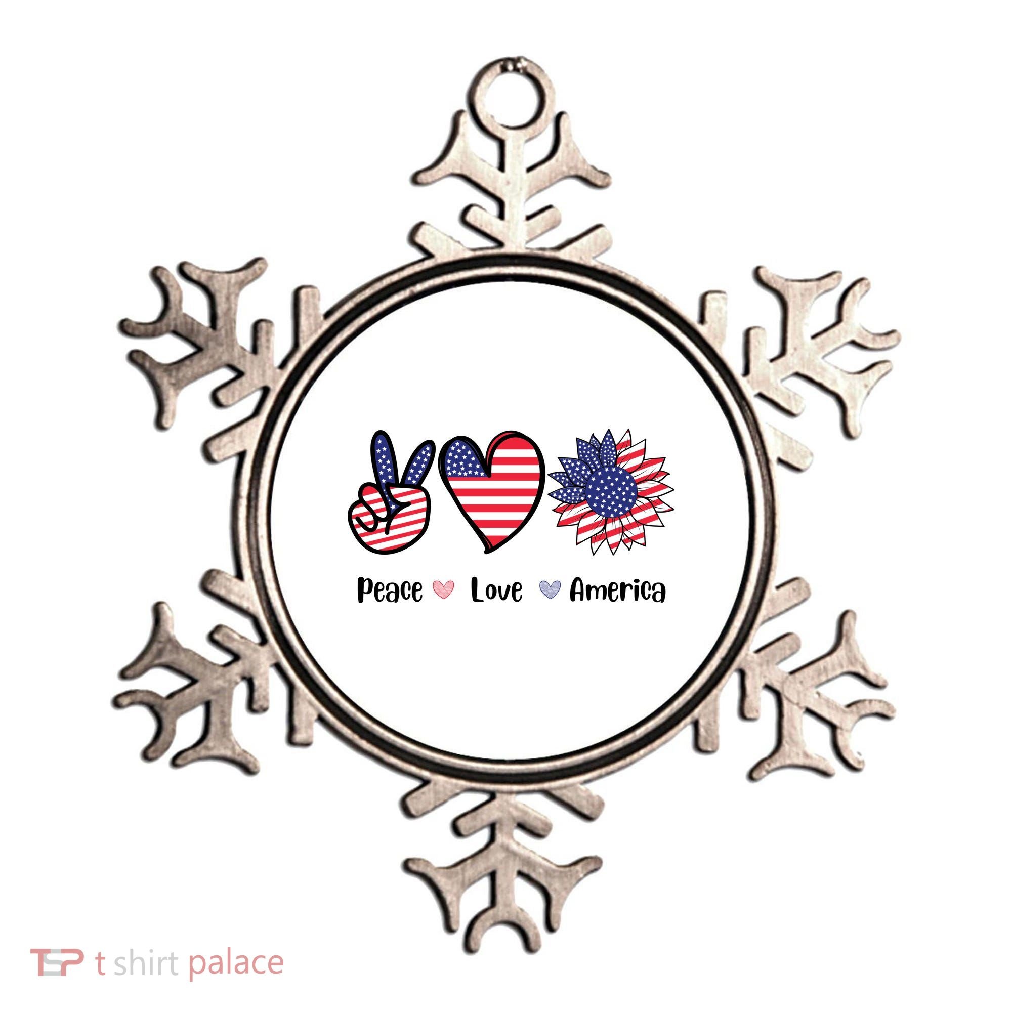 Peace Love America Cute Holiday Ornament