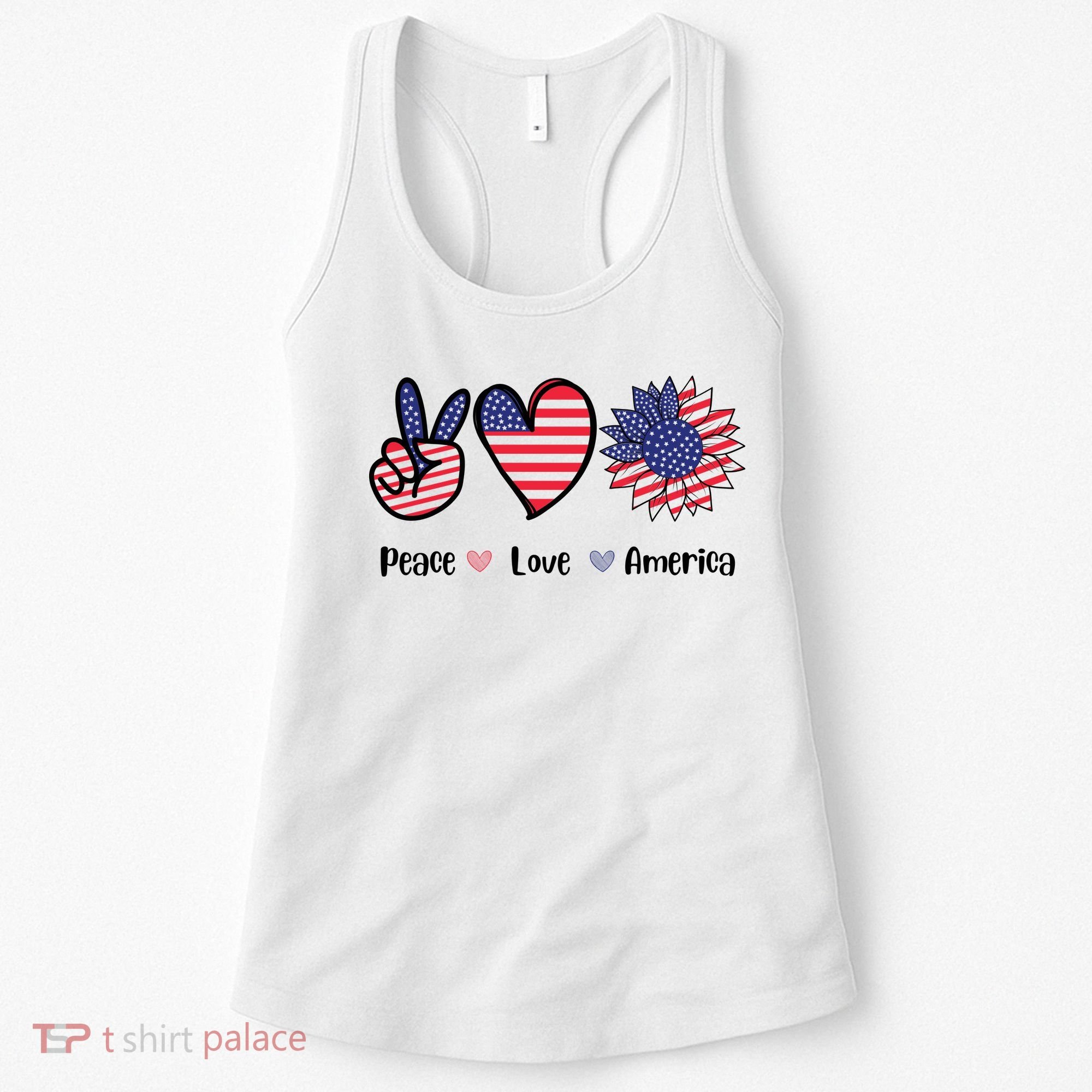 Peace Love America Cute Holiday Women's Tank Top