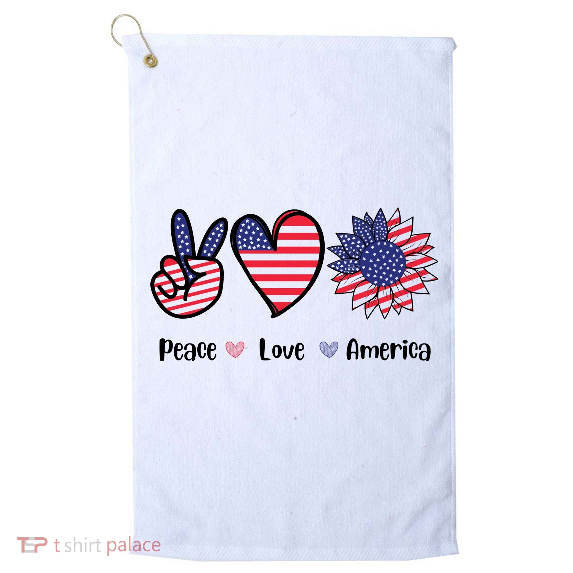 Peace Love America Cute Holiday Golf Towel