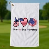 Peace Love America Cute Holiday Golf Towel thumb 1