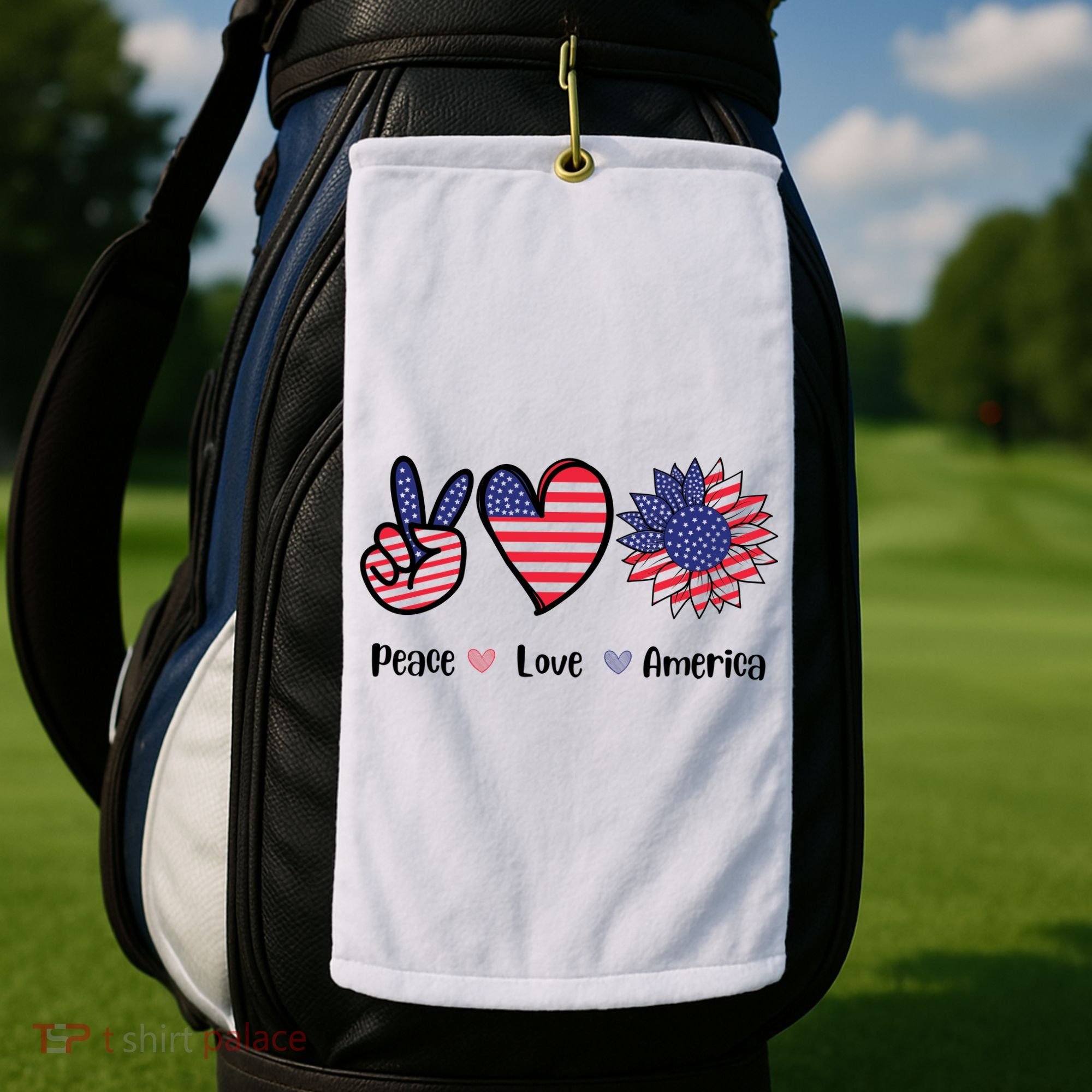 Peace Love America Cute Holiday Golf Towel