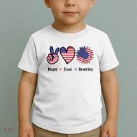 Peace Love America Cute Holiday Toddler T-Shirt thumb 2