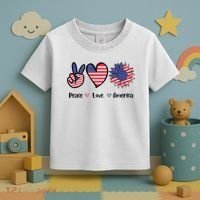 Peace Love America Cute Holiday Toddler T-Shirt thumb 3