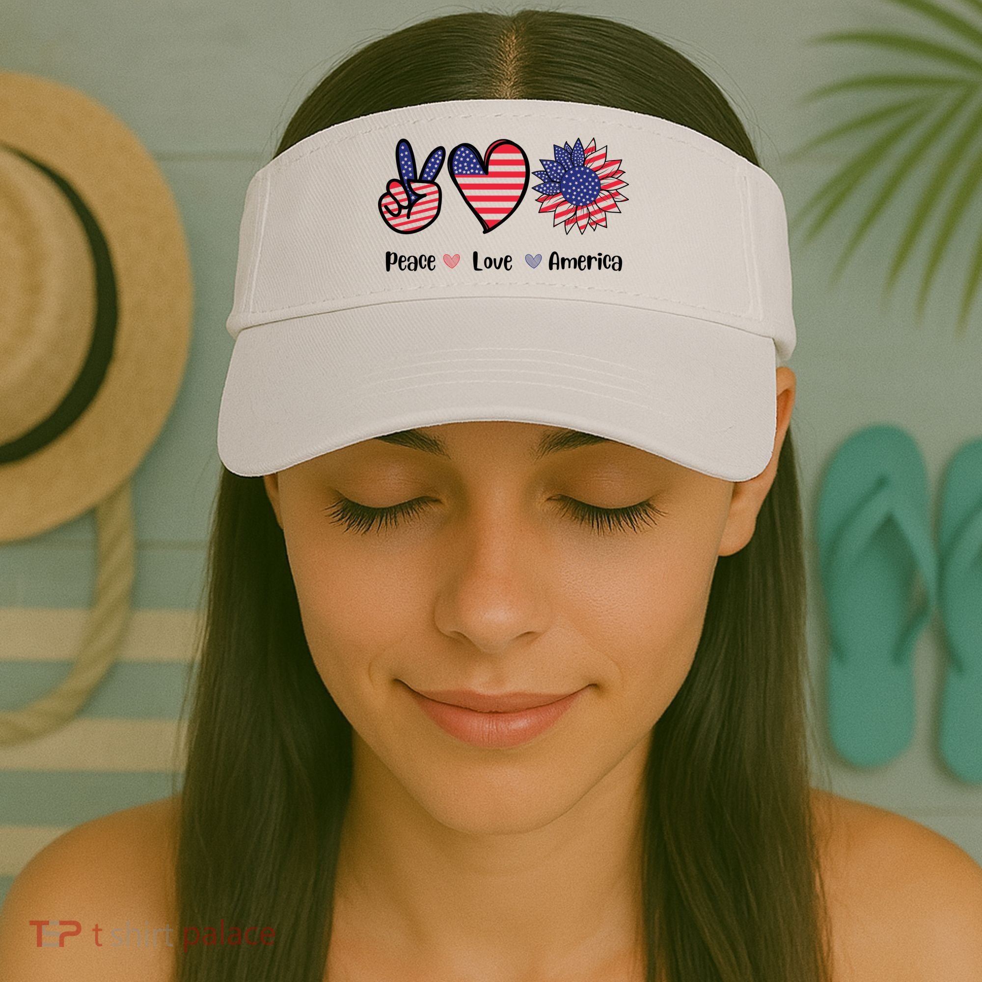 Peace Love America Cute Holiday Visor
