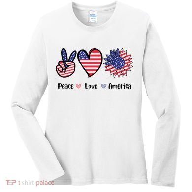 Peace Love America Cute Holiday Women's Long Sleeve Shirt