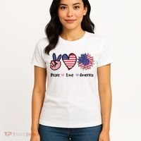 Peace Love America Cute Holiday Women's T-Shirt thumb 4