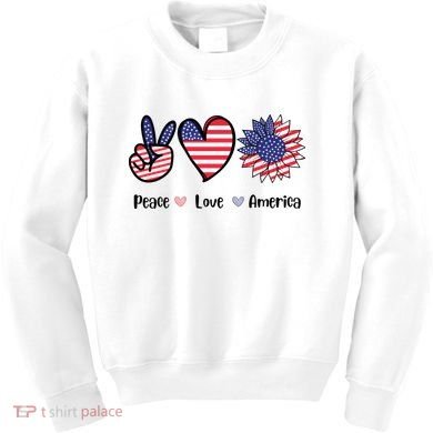 Peace Love America Cute Holiday Kids Sweatshirt