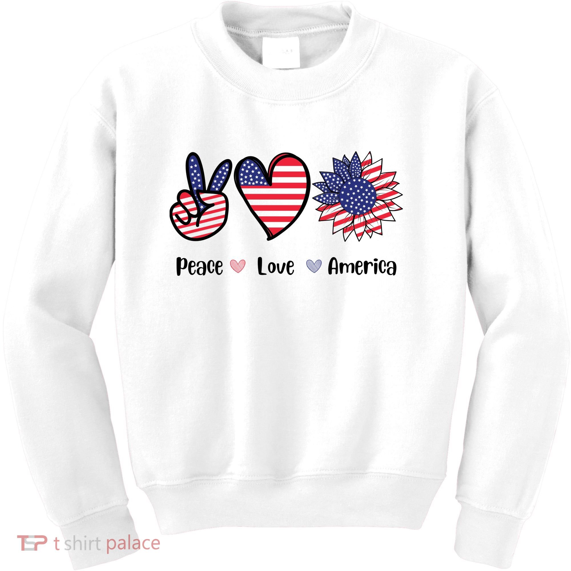 Peace Love America Cute Holiday Kids Sweatshirt
