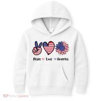 Peace Love America Cute Holiday Kids Hoodie thumb 0
