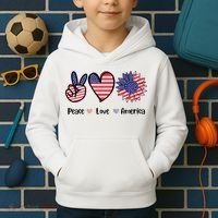Peace Love America Cute Holiday Kids Hoodie thumb 2