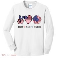Peace Love America Cute Holiday Kids Long Sleeve Shirt thumb 0