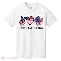 Peace Love America Cute Holiday Kids T-Shirt thumb 0