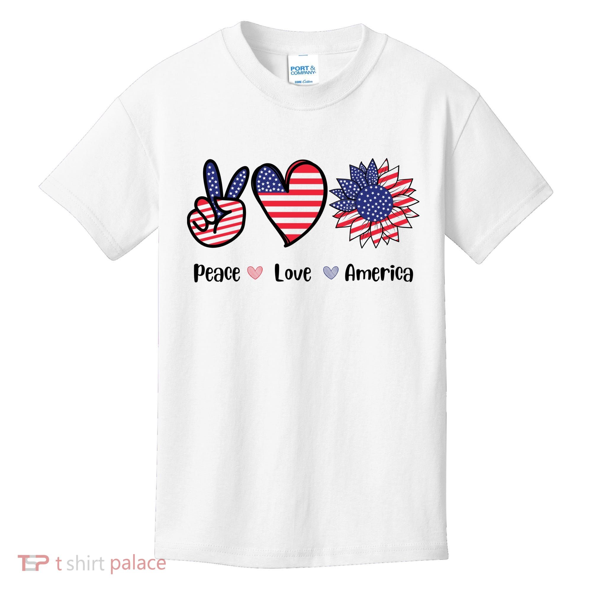 Peace Love America Cute Holiday Kids T-Shirt