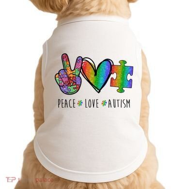Peace Love Autism Colorful Doggie Tank
