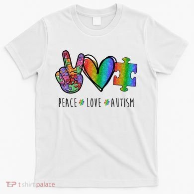 Peace Love Autism Colorful T-Shirt