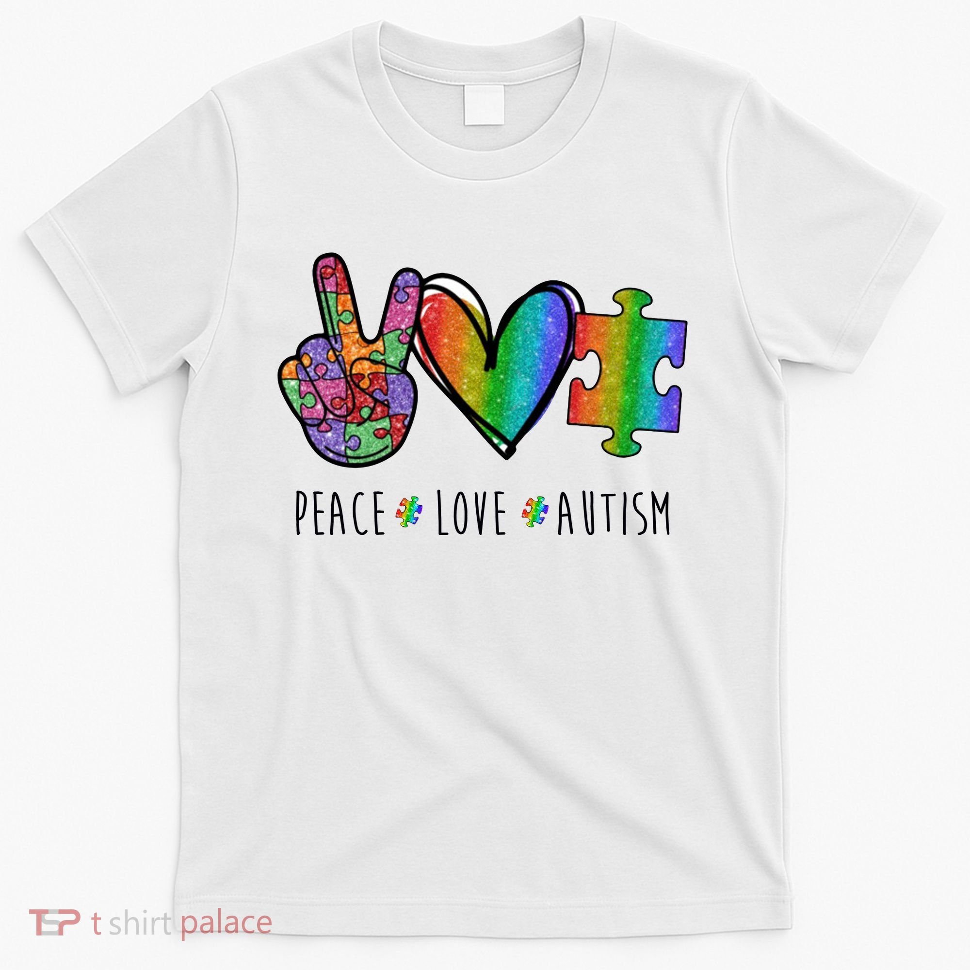 Peace Love Autism Colorful T-Shirt