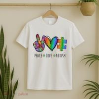 Peace Love Autism Colorful T-Shirt thumb 2