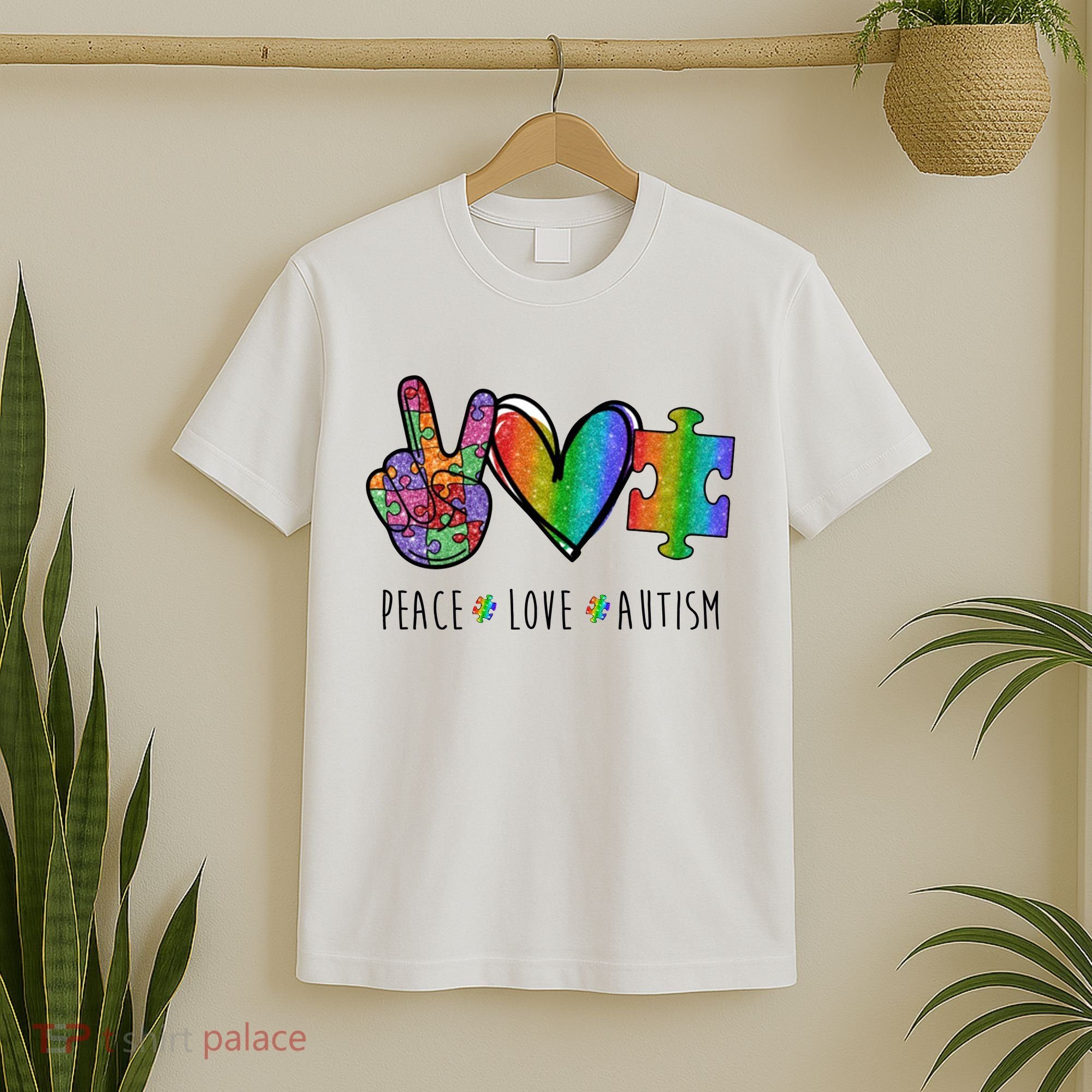 Peace Love Autism Colorful T-Shirt