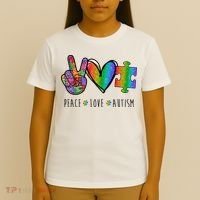 Peace Love Autism Colorful T-Shirt thumb 4