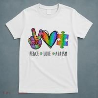 Peace Love Autism Colorful T-Shirt thumb 5
