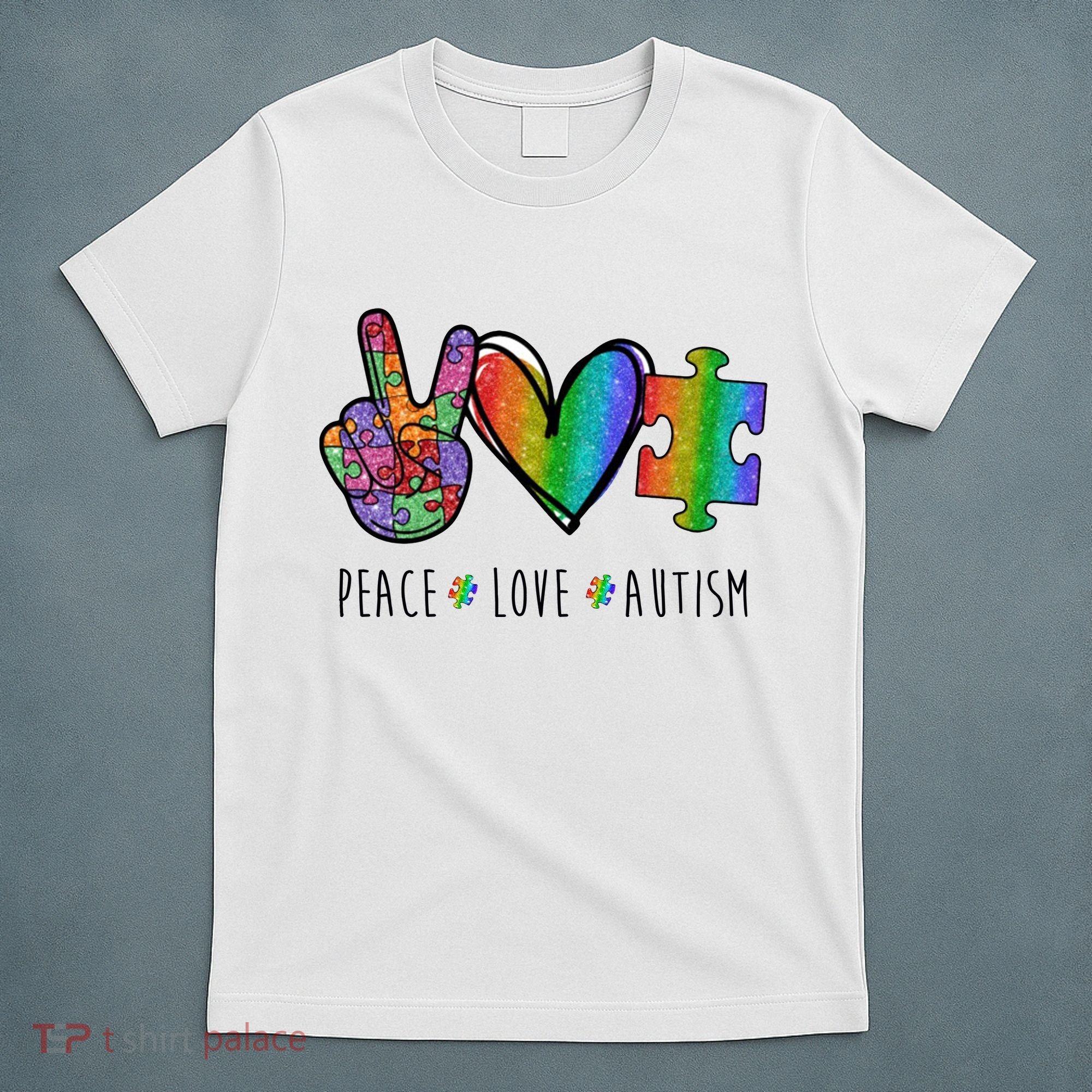 Peace Love Autism Colorful T-Shirt