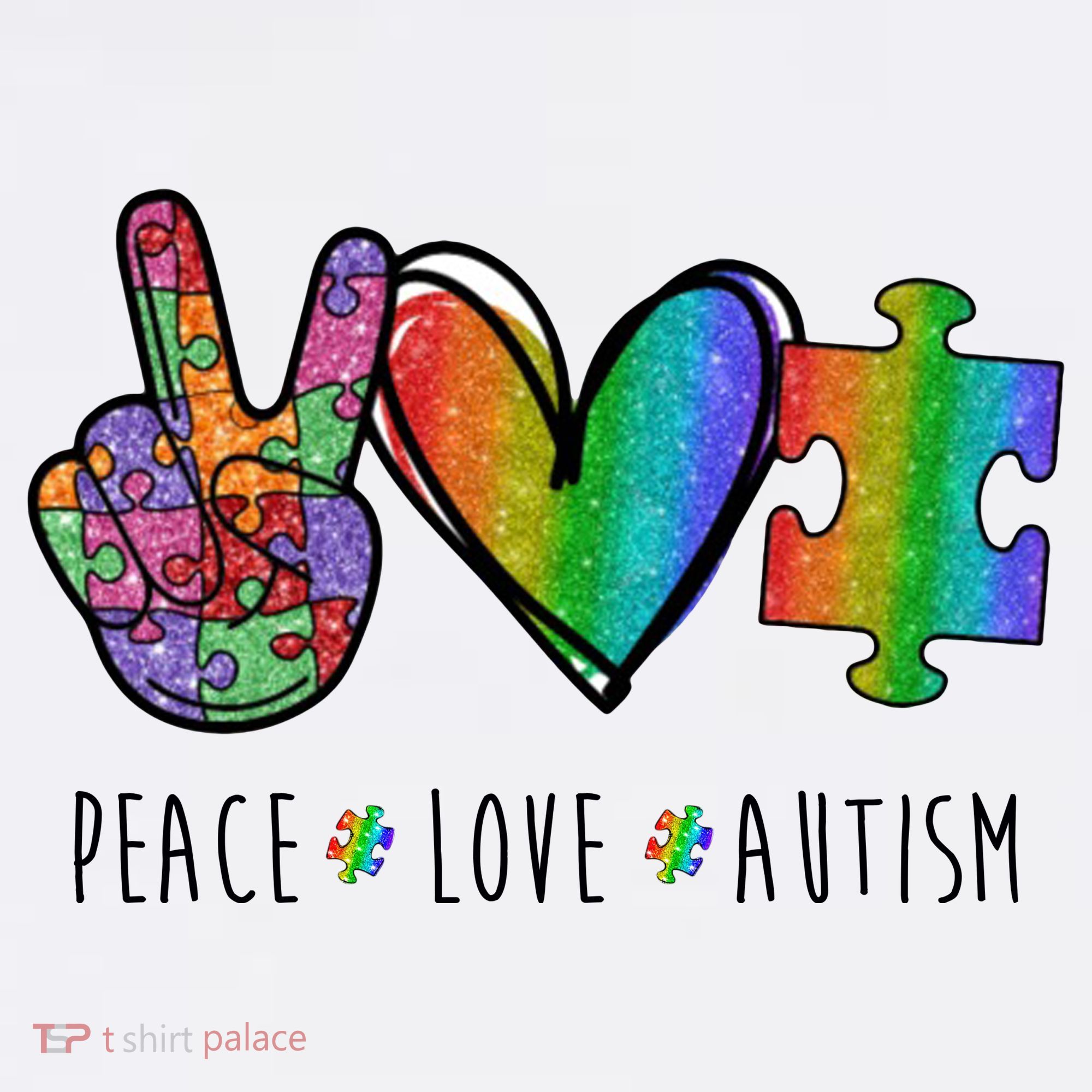 Peace Love Autism Colorful T-Shirt