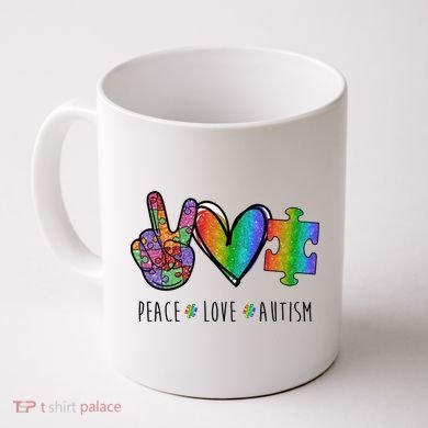 Peace Love Autism Colorful Coffee Mug