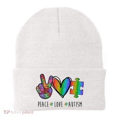 Peace Love Autism Colorful Beanie