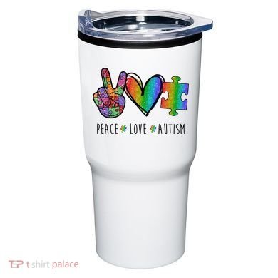 Peace Love Autism Colorful Tumbler