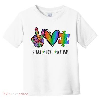 Peace Love Autism Colorful Toddler T-Shirt