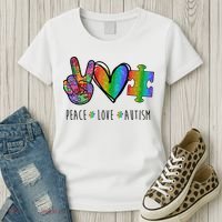 Peace Love Autism Colorful Women's T-Shirt thumb 3