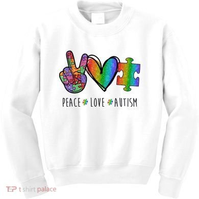 Peace Love Autism Colorful Kids Sweatshirt