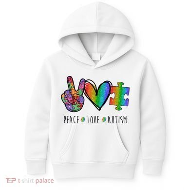 Peace Love Autism Colorful Kids Hoodie