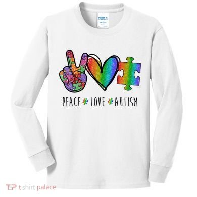 Peace Love Autism Colorful Kids Long Sleeve Shirt