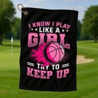 Play Like A Girl Basketball Golf Towel thumb 1