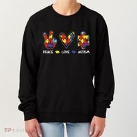 Peace Love Autism Awareness Women's Sweatshirt thumb 0