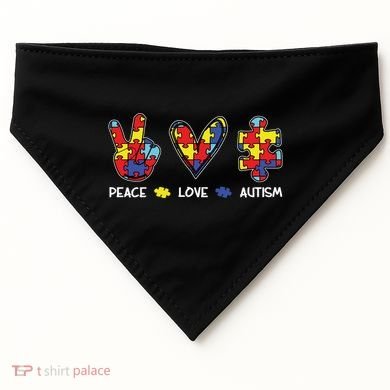 Peace Love Autism Awareness USA-Made Doggie Bandana