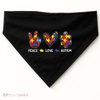 Peace Love Autism Awareness USA-Made Doggie Bandana thumb 0