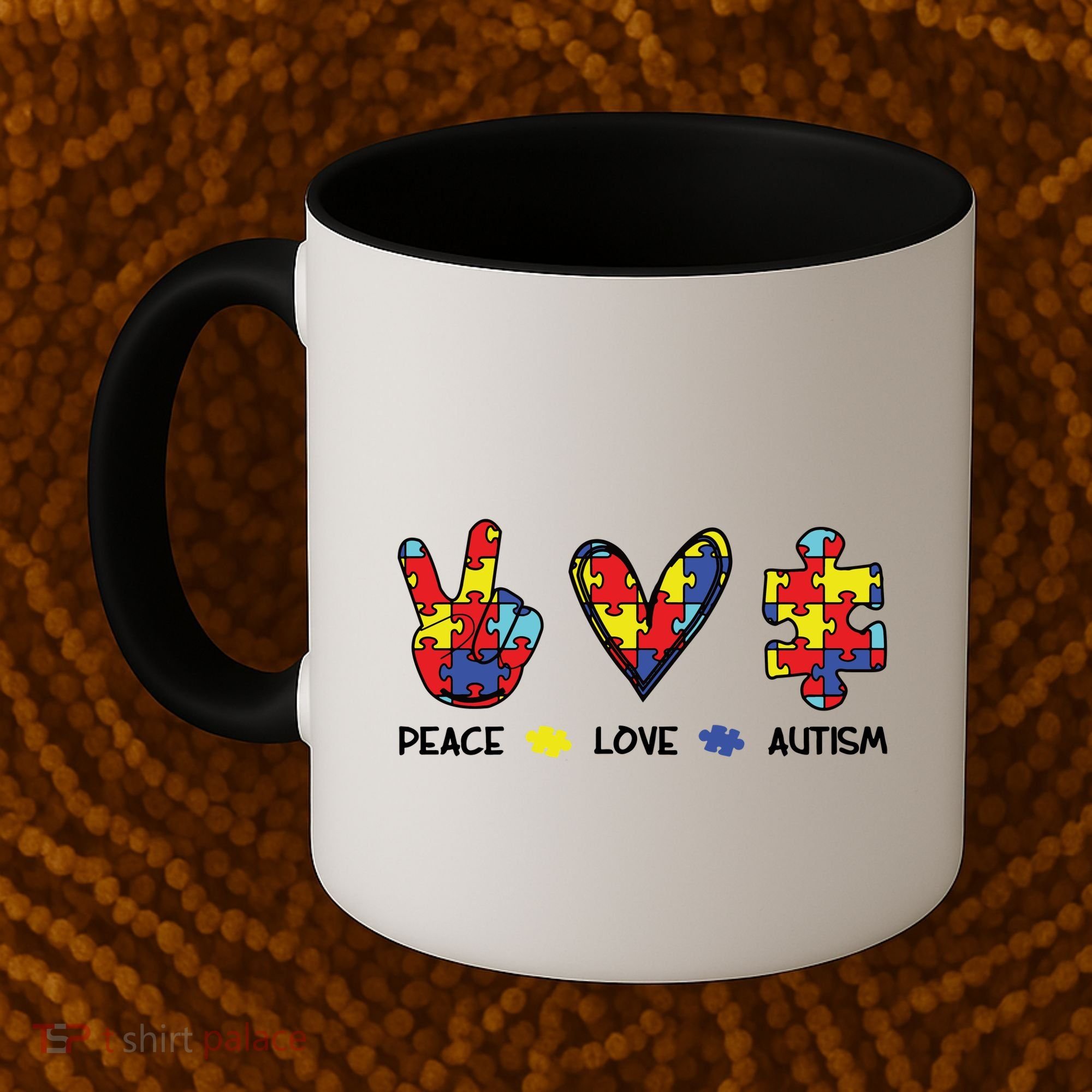 Peace Love Autism Awareness Coffee Mug