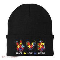 Peace Love Autism Awareness Beanie thumb 0