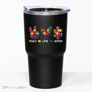 Peace Love Autism Awareness Tumbler