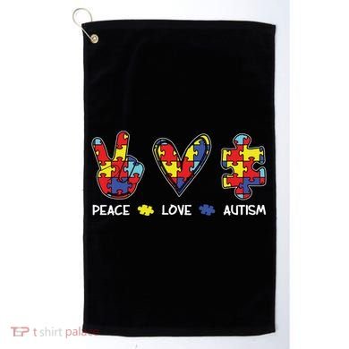 Peace Love Autism Awareness Golf Towel