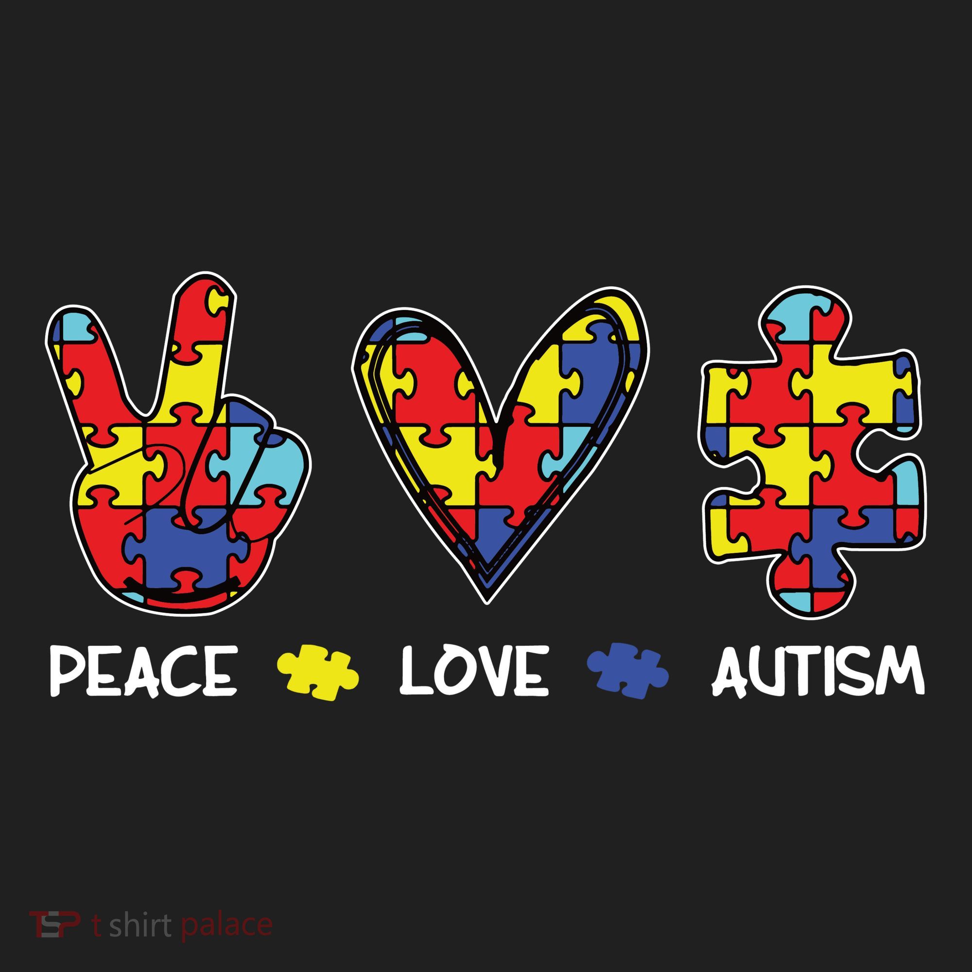Peace Love Autism Awareness Golf Towel