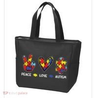 Peace Love Autism Awareness Tote Bag thumb 3