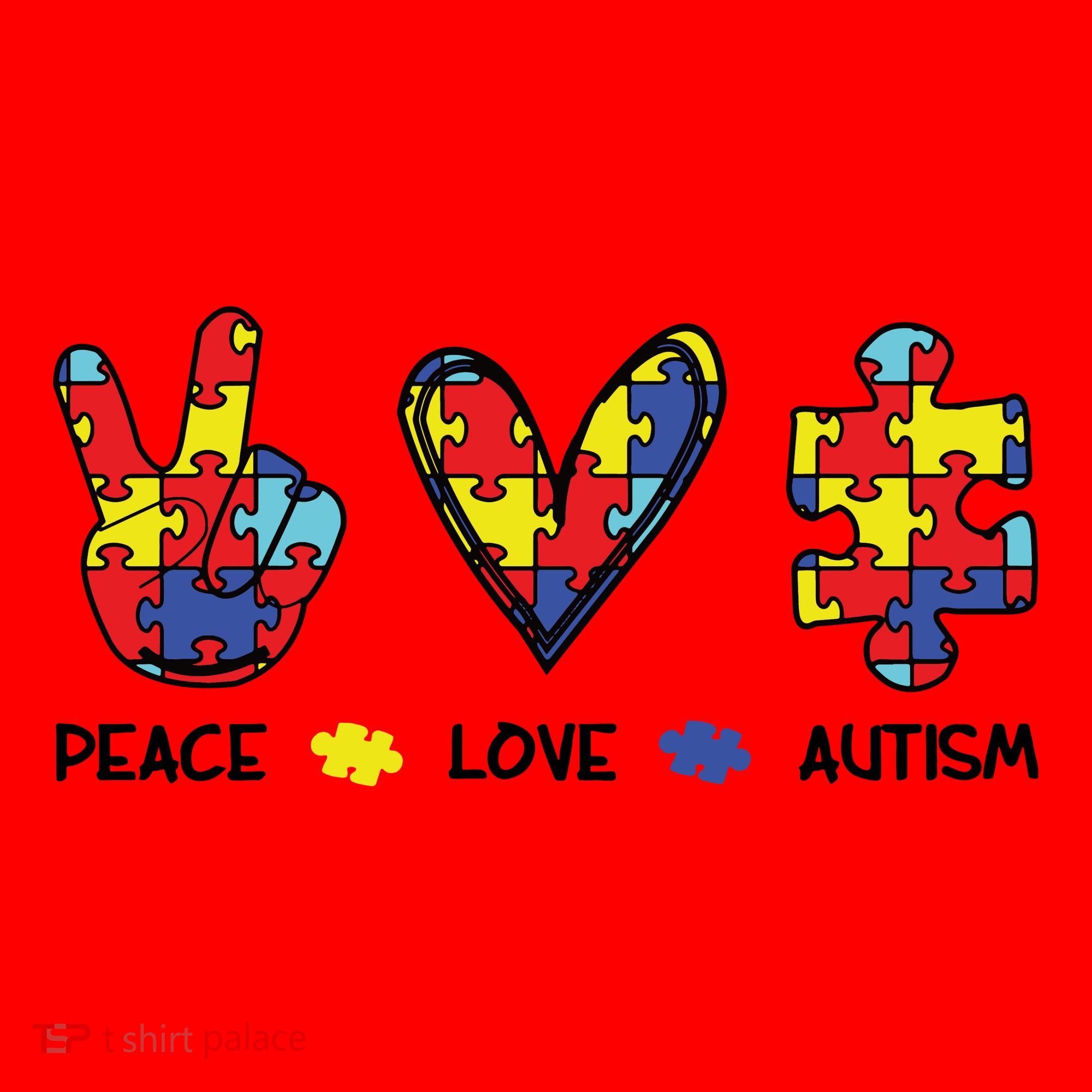 Peace Love Autism Awareness Santa Hat