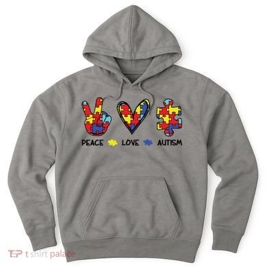 Peace Love Autism Awareness Hoodie