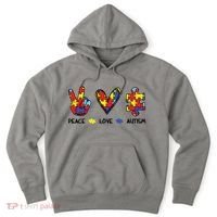 Peace Love Autism Awareness Hoodie thumb 0