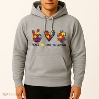 Peace Love Autism Awareness Hoodie thumb 2