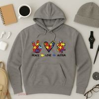 Peace Love Autism Awareness Hoodie thumb 3