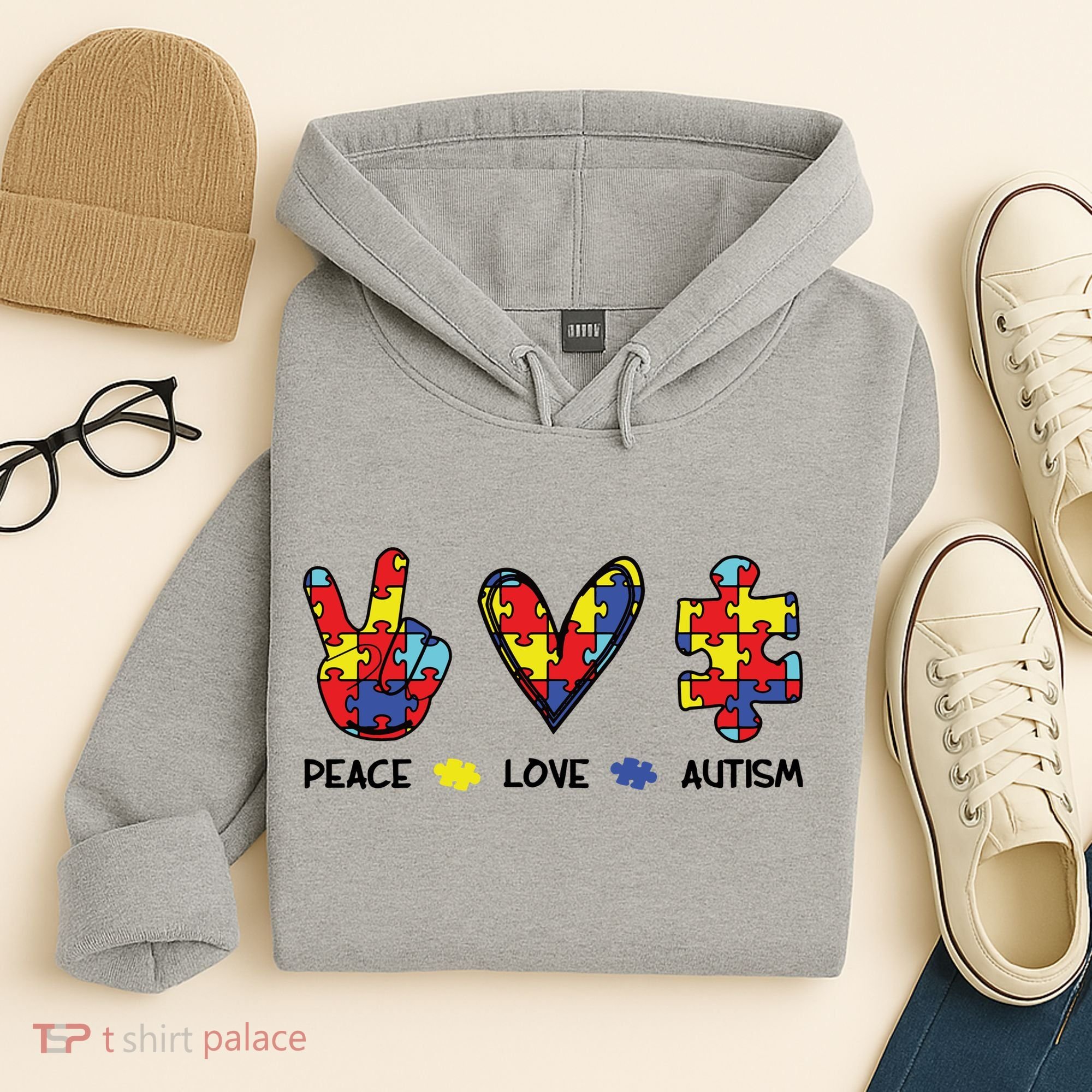 Peace Love Autism Awareness Hoodie